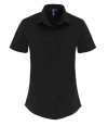 PR346 Premier Ladies Short Sleeve Stretch Fit Poplin Shirt Black colour image